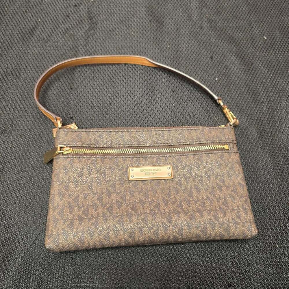 Michael Kors Jet Set MK Brown Logo Wristlet